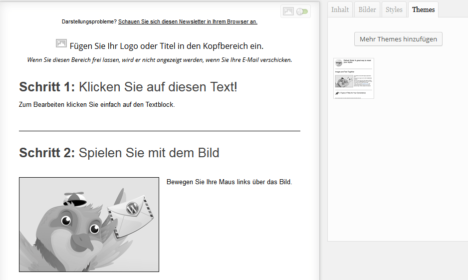 Screenshot: Mailpoet Newsletter erstellen
