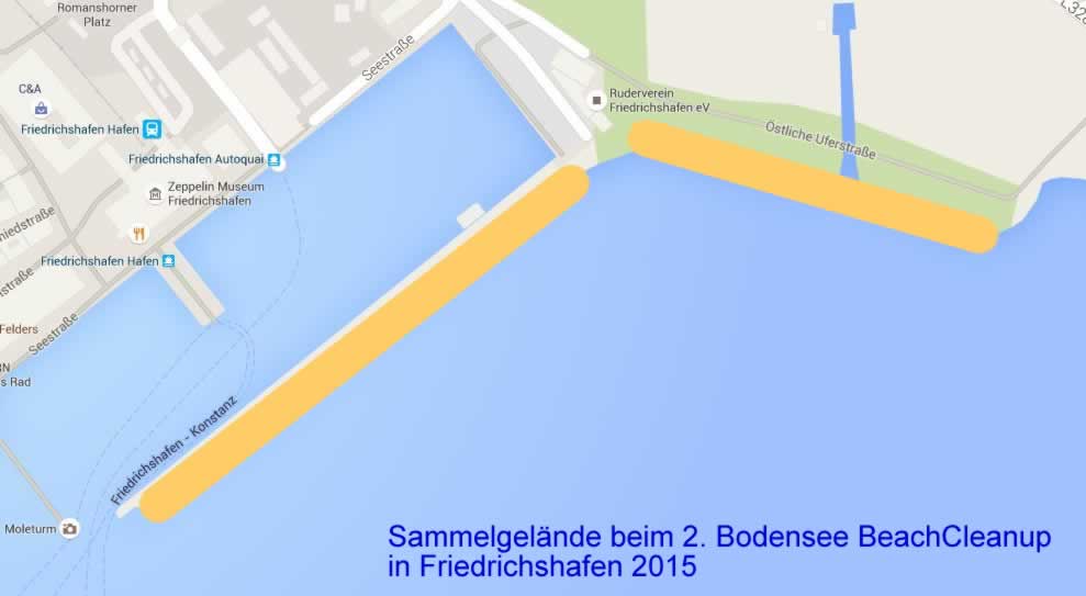 Das Sammelgebiet beim 2015er Bodensee BeachCleanup mit Sea Shepherd Deutschland